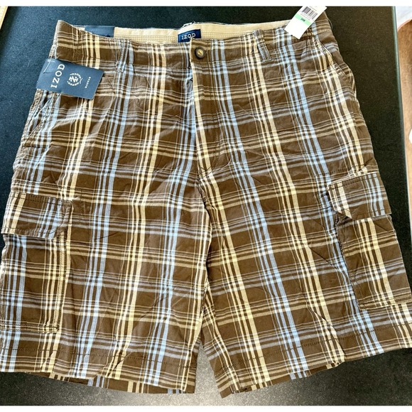 Izod Other - IZOD PLAID FLAT FRONT CHINO SHORTS MENS SIZE 34